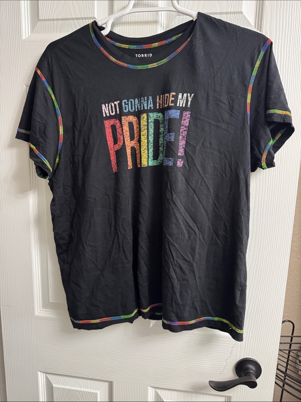 torrid Black Short-Sleeve PRIDE Graphic Tee with Rainbow Trim